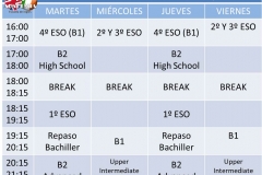 Horario secundaria y adultos 2018/19