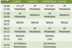 Horario infantil y primaria 2018/19